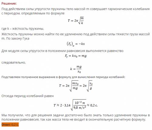 Решить содержание дано и решение. 40 . при подвешиваний груза массой 1кг стальная пружина в положени