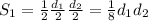 S_1=\frac{1}{2}\frac{d_1}{2}\frac{d_2}{2}=\frac{1}{8}d_1d_2