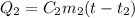 Q_2=C_2m_2(t-t_2)