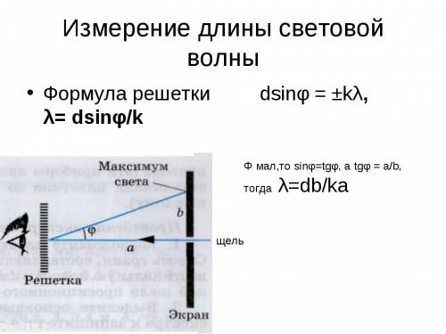 Выведите формулу для измерения длины световой волны как добавлять картинки я не понял.. в общем рису