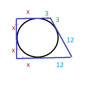 Іть 1 коло, вписане в прямокутну трапецію, ділить точкою дотику, ділить бічну сторону, на відрізки з