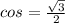 cos= \frac{ \sqrt{3}}{2}