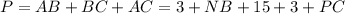 P=AB+BC+AC=3+NB+15+3+PC