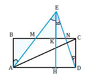 на стороне ad прямоугольника abcd построен треугольник ade так, что его стороны ае и de пересекают о