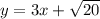 y=3x+\sqrt{20}