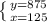 \left \{ {{y=875} \atop {x=125}} \right.