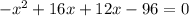 -x^2+16x+12x-96=0