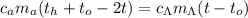 c_a m_a ( t_h + t_o - 2t ) = c_{\Lambda} m_{\Lambda} (t-t_o)