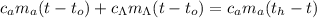 c_a m_a (t-t_o) + c_{\Lambda} m_{\Lambda} (t-t_o) = c_a m_a (t_h-t)