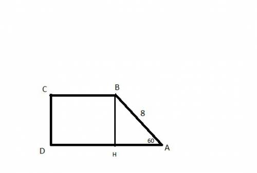 Впрямоугольной трапеции abcd угол bad=60 градусов.найдите длину средней линии трапеции,если ab=ad=8