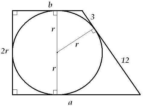 Окружность вписанная в прямоугольную трапецию , делит точкой касания большую боковую сторону на отре
