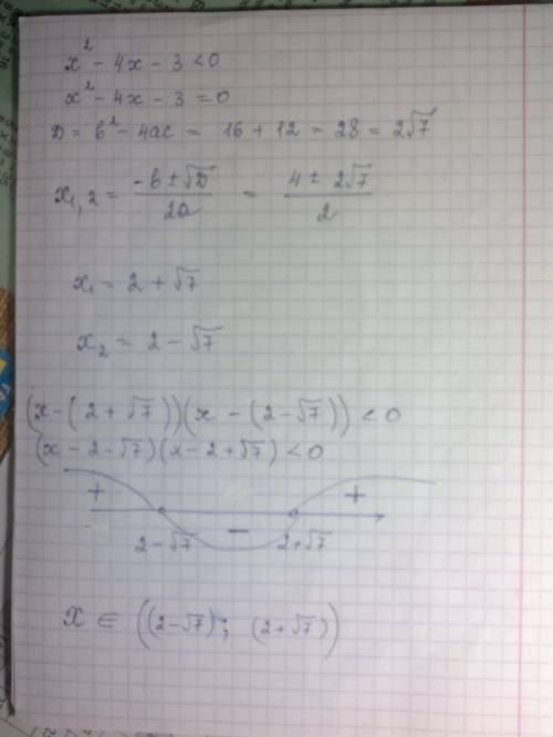 X²-4x-3< 0 пож-та не могу решить?