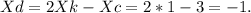 Xd=2Xk-Xc=2*1-3=-1.