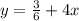 y= \frac{3}{6} +4x