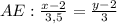 AE: \frac{x-2}{3,5} = \frac{y-2}{3}