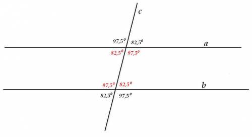 Найдите градусную меру каждого из углов образованных при пересечении двух параллельных прямых третье