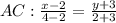 AC: \frac{x-2}{4-2}= \frac{y+3}{2+3}