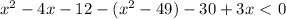 x^2-4x-12-(x^2-49)-30+3x\ \textless \ 0