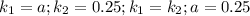 k_1=a; k_2=0.25; k_1=k_2; a=0.25