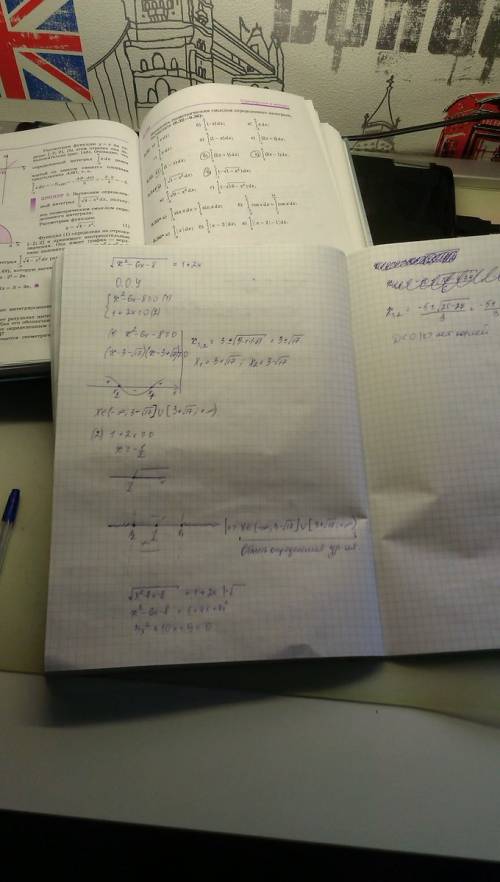 √x^2-6x-8=1+2x решите иррациональное уравнение