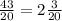 \frac{43}{20} = 2 \frac{3}{20}