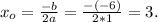 x_o= \frac{-b}{2a} = \frac{-(-6)}{2*1} =3.