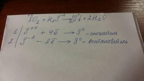 Расставьте коэффициенты методом электронного : so2 + h2s = s↓ + 2h2o с . 35 .