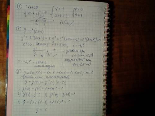 1.решите неравенство log(x+3)> -2 2.исследуйте функцию y=e^x(2x+3) на монотонность и экстремумы.