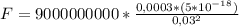 F = 9000000000* \frac{0,0003*(5*10^{-18})}{0,03^2}