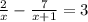 \frac{2}{x} - \frac{7}{x+1} = 3