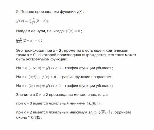 Построить график функции y = 2∛(x²) * e^(x/3) по следующему алгоритму: 1) область определения функци