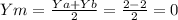 Ym = \frac{Ya+Yb}{2} = \frac{2-2}{2} = 0