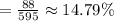 = \frac{88}{595} \approx 14.79 \%