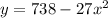 y= 738-27x^2