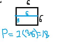 Квадрат со стороной 6 см разрезали на два одинаковых прямоугольника. найдите периметр одного из них.