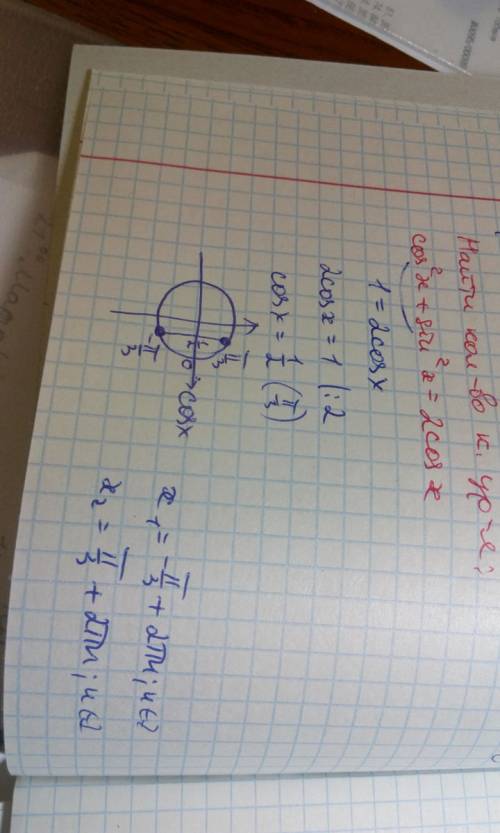 Найдите количество корней уравнения соs^2x+sin^2x=2cosx