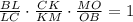 \frac{BL}{LC} \cdot \frac{CK}{KM} \cdot \frac{MO}{OB} = 1