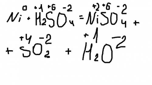 Ni+h2so4=niso4+so2+h2o по правилу расстановки степени окисления