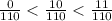 \frac{0}{110} < \frac{10}{110} < \frac{11}{110}