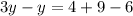 3y-y=4+9-6