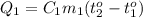 Q_1=C_1m_1(t^o_2-t_1^o)