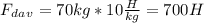 F_d_a_v=70kg*10 \frac{H}{kg} =700H