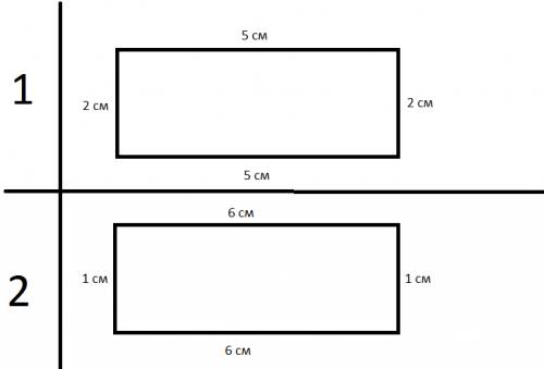 Начерти два разных прямоугольника периметр которых равен 14 см