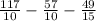 \frac{117}{10} - \frac{57}{10} - \frac{49}{15}