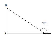 Один из внешних углов прямоугольного треугольника равен 120°.найдите большую и меньшую стороны треуг