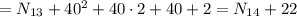 = N_{13} + 40^2 + 40 \cdot 2 + 40 + 2 = N_{14} + 22