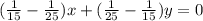 ( \frac{1}{15} - \frac{1}{25} )x + ( \frac{1}{25} - \frac{1}{15} ) y = 0