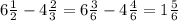 6 \frac{1}{2} -4 \frac{2}{3} = 6 \frac{3}{6} - 4 \frac{4}{6} = 1 \frac{5}{6}