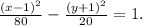 \frac{(x-1)^2}{80} - \frac{(y+1)^2}{20} =1.