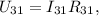 U_{31} = I_{31} R_{31} ,